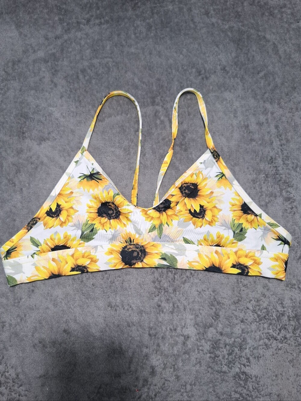 Jolyn Clothing Sunflower Bikini Bralette Top Yellow & White Sz XL